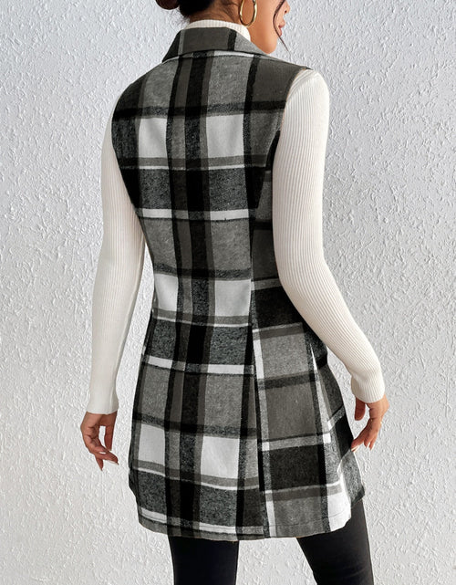 Load image into Gallery viewer, Honey Plaid Button Up Vest Coat
