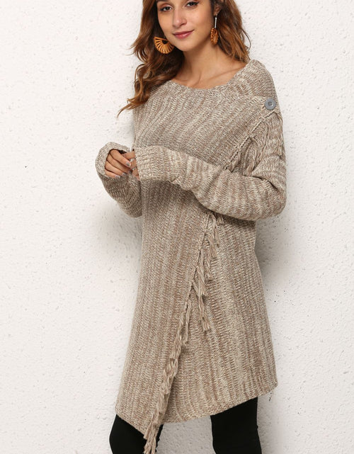 Load image into Gallery viewer, Angel Wings One-Button Tassel Tie Asymmetrical Hem Cardigan
