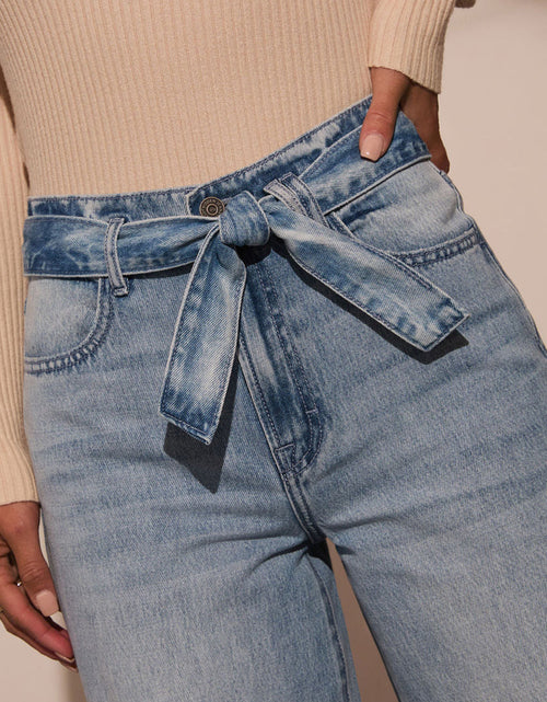 Load image into Gallery viewer, Tied Wide Leg Jeans with Pockets
