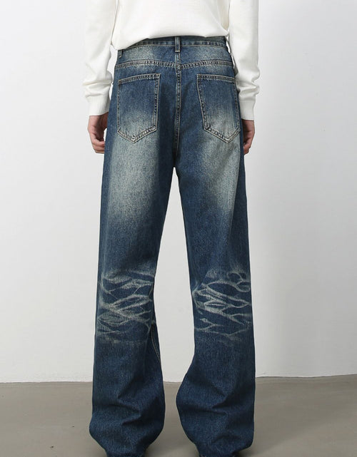 Load image into Gallery viewer, Men's Washed Wide Leg Jeans with Pockets
