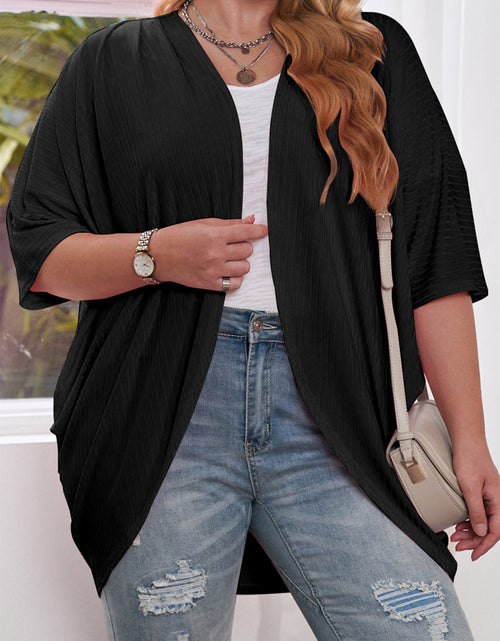 Load image into Gallery viewer, Plus Size Ribbed Cocoon Cover Up
