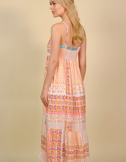 Load image into Gallery viewer, Printed Spaghetti Strap Smocked Midi Dress
