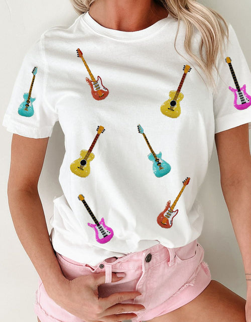 Load image into Gallery viewer, Guitar Crew Neck Short Sleeve T-Shirt
