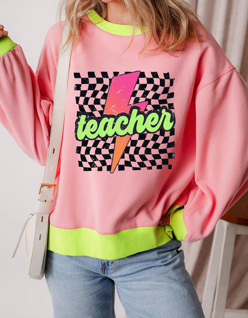 Load image into Gallery viewer, Graphic Round Neck Long Sleeve Sweatshirt
