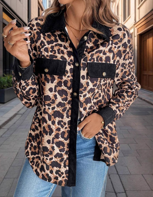 Load image into Gallery viewer, Leopard Collared Neck Button Up Shacket
