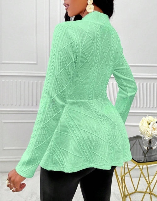 Load image into Gallery viewer, One Button Textured Peplum Cardigan
