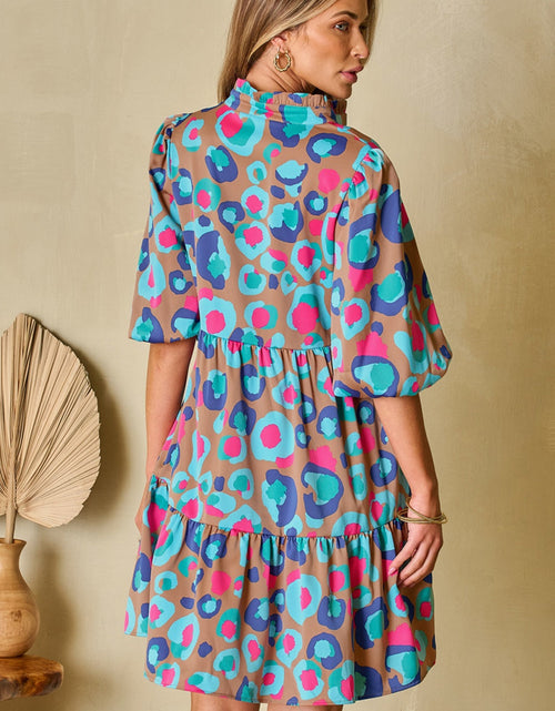 Load image into Gallery viewer, Notched Balloon Sleeve Mini Dress
