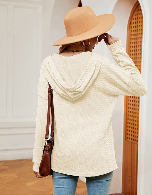 Load image into Gallery viewer, Half-Button Dropped Shoulder Hoodie

