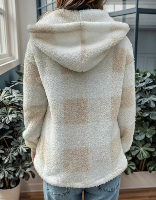 Load image into Gallery viewer, Double Take Full Size Plaid Long Sleeve Hooded Coat
