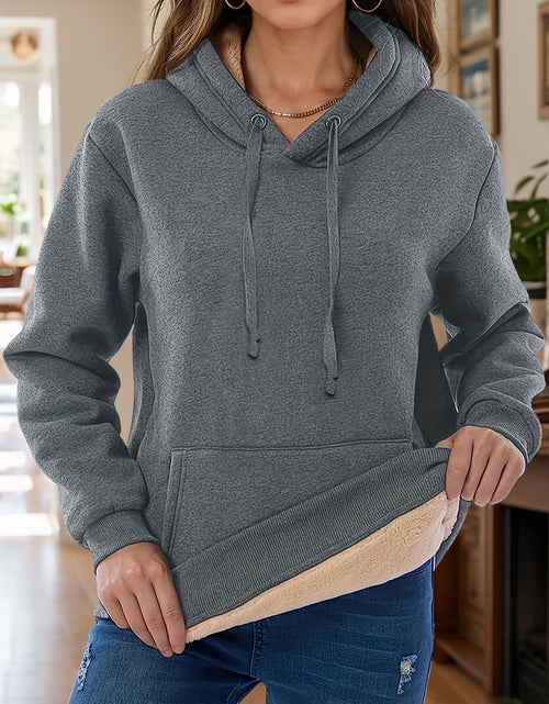 Load image into Gallery viewer, Drawstring Long Sleeve Hoodie with Kangaroo Pocket

