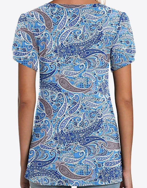 Load image into Gallery viewer, Printed Petal Sleeve V-Neck Blouse
