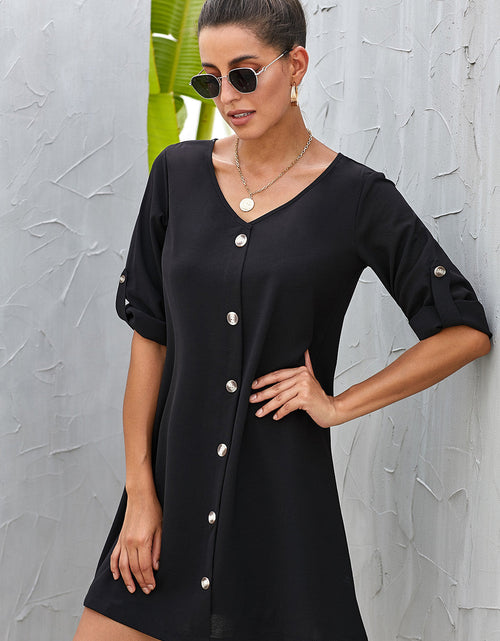 Load image into Gallery viewer, Buttoned V-Neck Dress
