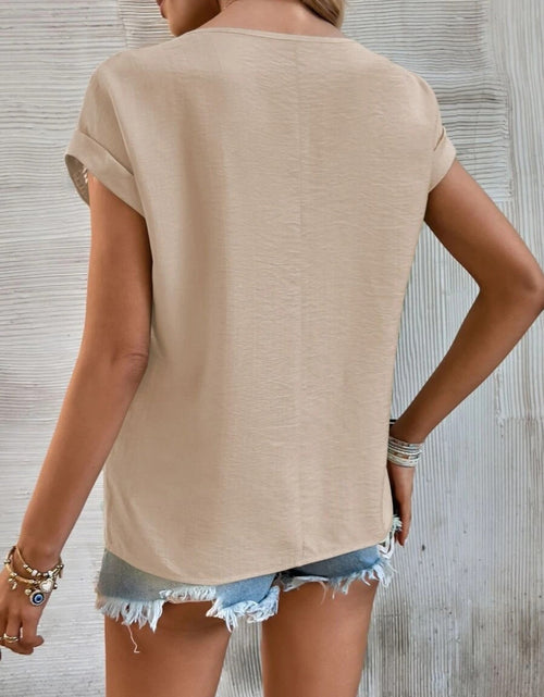 Load image into Gallery viewer, Cutout Round Neck Short Sleeve Top
