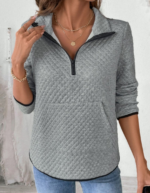 Load image into Gallery viewer, Perfee Texture Half Zip Long Sleeve Sweatshirt
