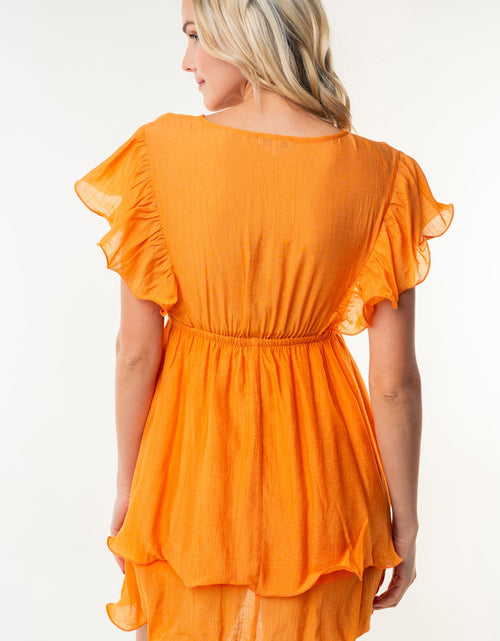 Load image into Gallery viewer, White Birch Full Size Short Sleeve Woven Layered Dress
