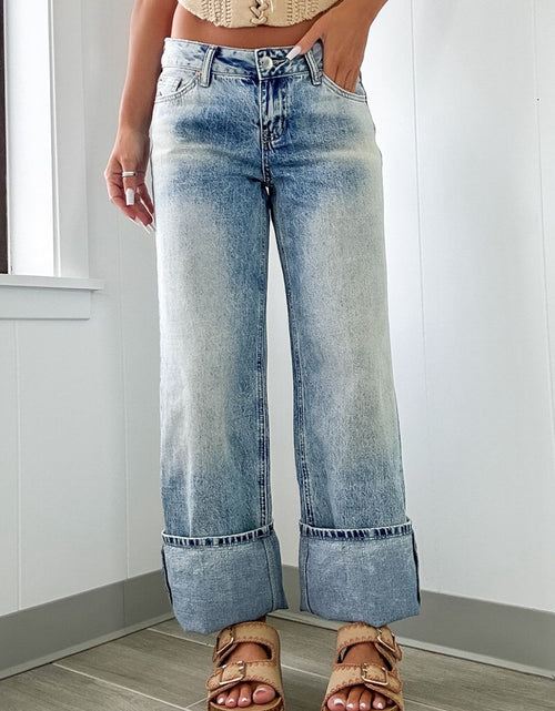 Load image into Gallery viewer, Washed Wide Leg Jeans with Pockets
