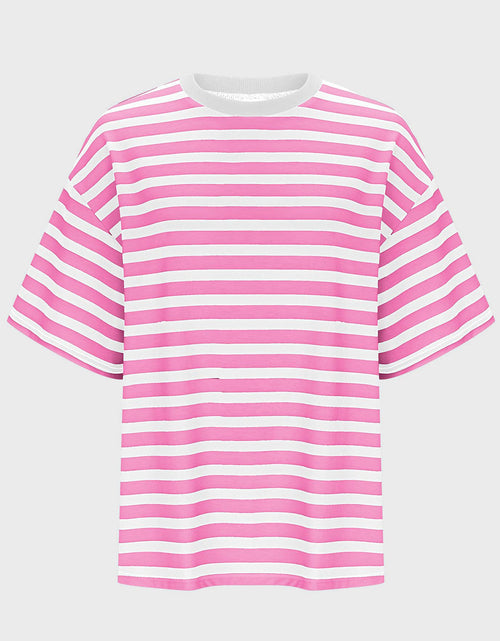 Load image into Gallery viewer, Striped Round Neck Half Sleeve T-Shirt
