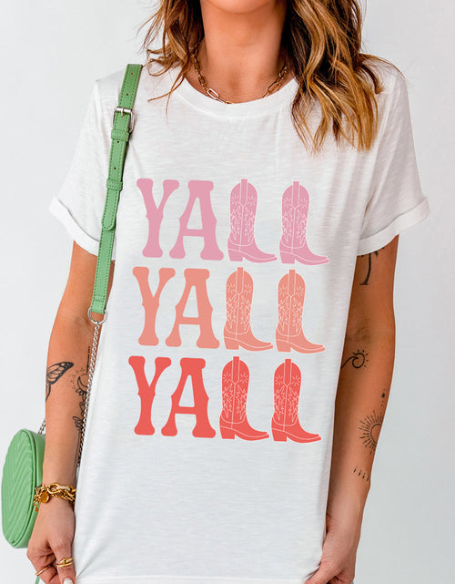 Load image into Gallery viewer, Letter Graphic Round Neck Short Sleeve T-Shirt
