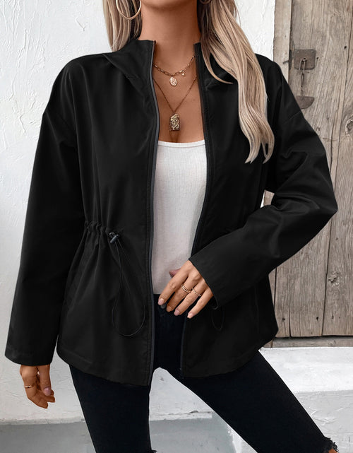 Load image into Gallery viewer, Ivy Lane Drawstring Zip Up Hooded Jacket
