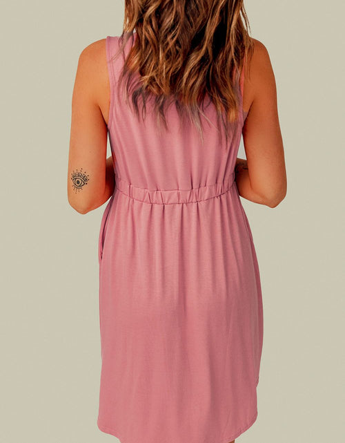 Load image into Gallery viewer, Sleeveless Button Down Mini Magic Dress
