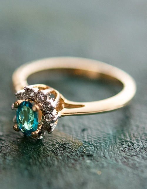 Load image into Gallery viewer, Vintage Genuine Opal or Austrian Crystal Ring 18k Yellow Gold Electroplated by PVD Vintage Jewelry
