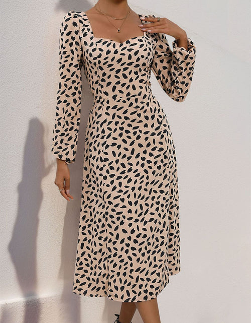 Load image into Gallery viewer, Perfee Tied Slit Printed Long Sleeve Midi Dress
