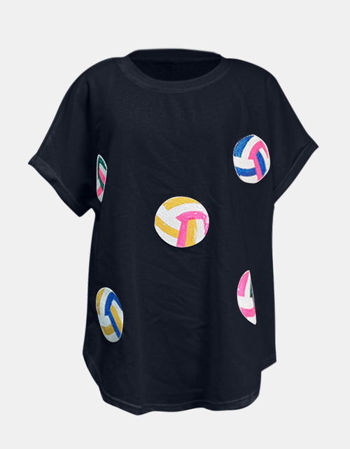 Load image into Gallery viewer, Sequin Round Neck Short Sleeve T-Shirt

