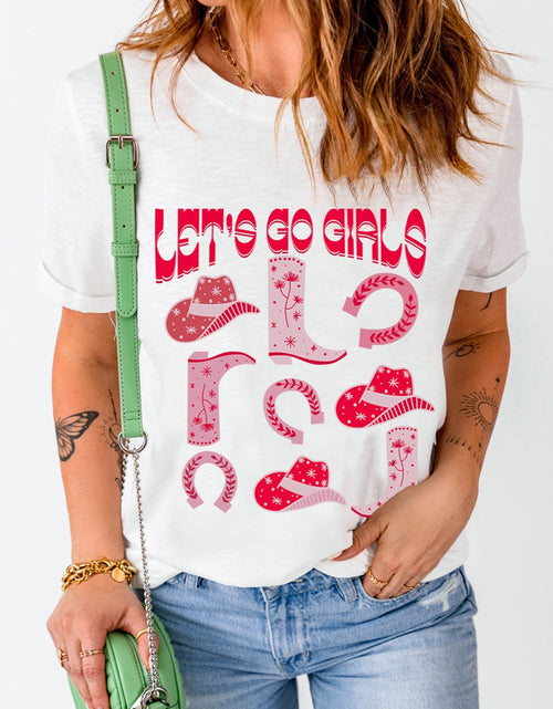 Load image into Gallery viewer, Graphic Round Neck Short Sleeve T-Shirt
