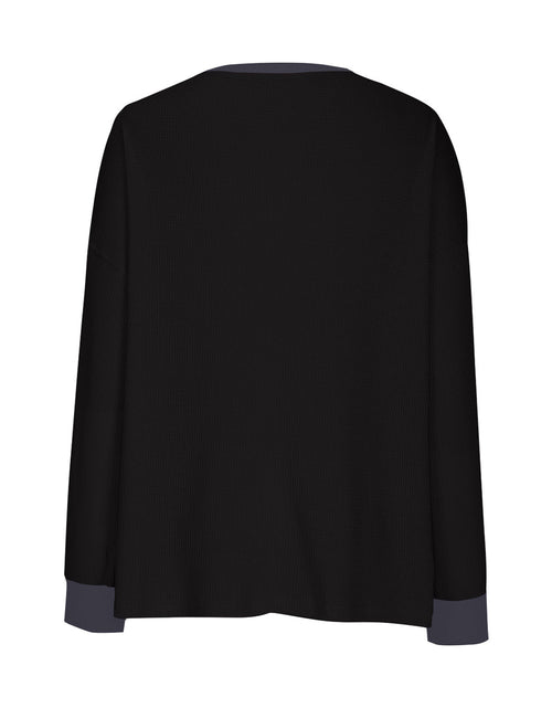Load image into Gallery viewer, Waffle Knit Round Neck Long Sleeve T-Shirt
