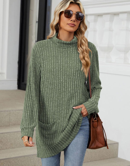 Load image into Gallery viewer, Ribbed Mock Neck Long Sleeve T-Shirt

