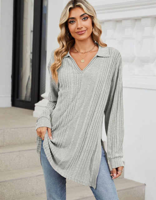 Load image into Gallery viewer, Slit Johnny Collar Long Sleeve T-Shirt
