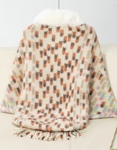 Load image into Gallery viewer, Fringe Fuzzy Open Front Poncho
