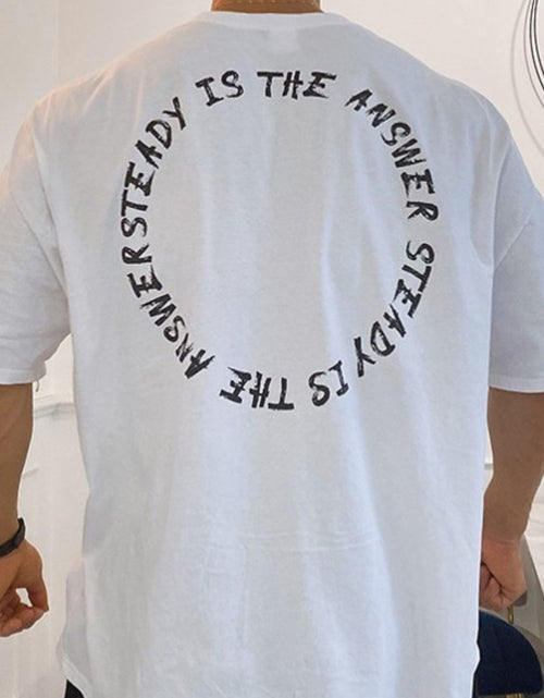 Load image into Gallery viewer, Men's Plus Size Letter Round Neck Half Sleeve T-Shirt
