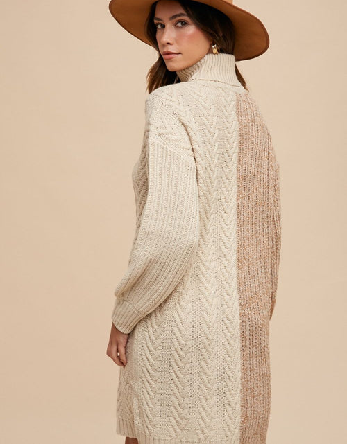 Load image into Gallery viewer, Annie Wear Color Block Turtleneck Sweater Dress
