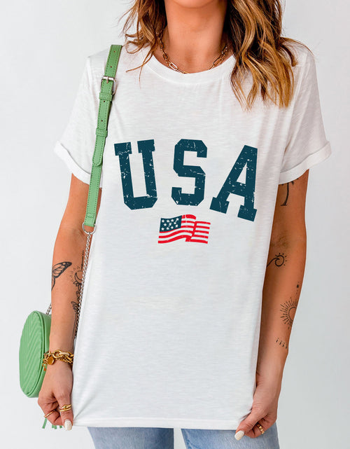 Load image into Gallery viewer, USA Round Neck Short Sleeve T-Shirt
