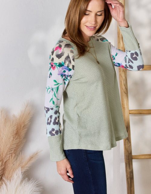 Load image into Gallery viewer, Hailey &amp; Co Full Size Printed Round Neck Blouse

