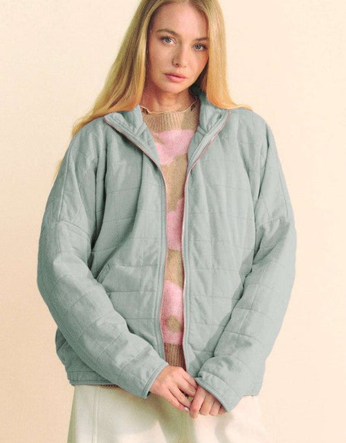 Load image into Gallery viewer, Davi &amp; Dani Quilted Zip Up Dropped Shoulder Jacket
