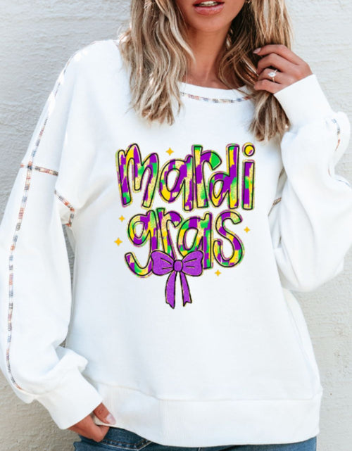 Load image into Gallery viewer, MARDI GRAS Round Neck Long Sleeve Sweatshirt
