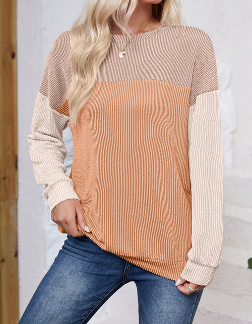 Load image into Gallery viewer, Lovelet Color Block Round Neck Long Sleeve Sweatshirt
