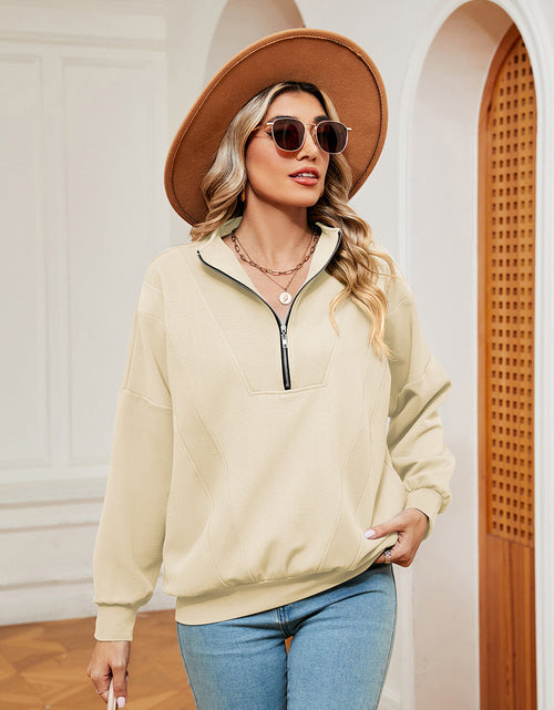 Load image into Gallery viewer, Half-Zip Dropped Shoulder Sweatshirt
