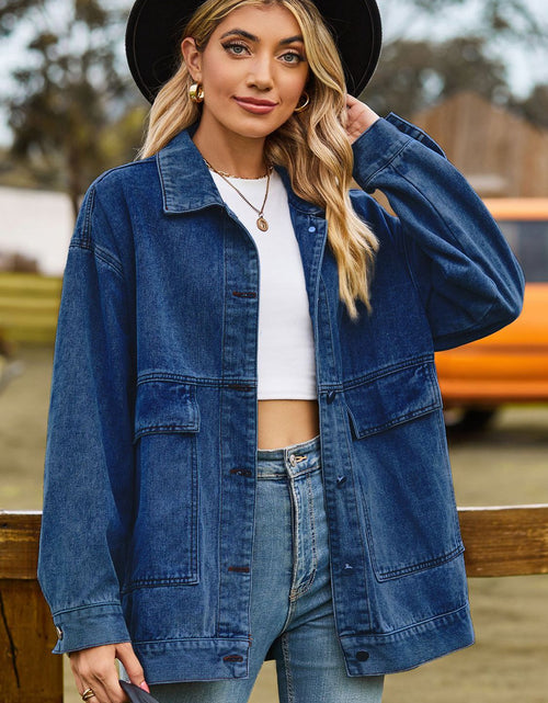 Load image into Gallery viewer, Dropped Shoulder Denim Jacket with Pockets
