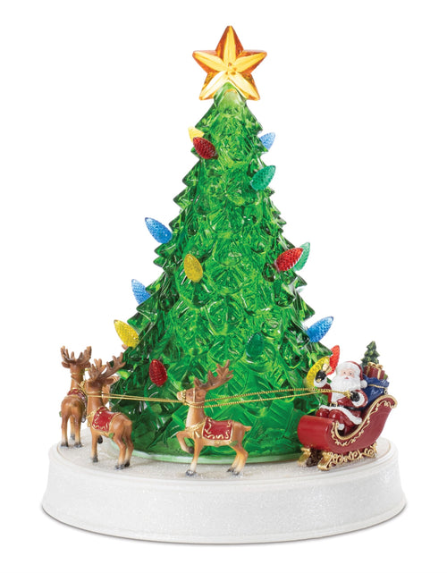 Load image into Gallery viewer, LED Rotating Musical Santa's Sleigh Christmas Tree 11"H
