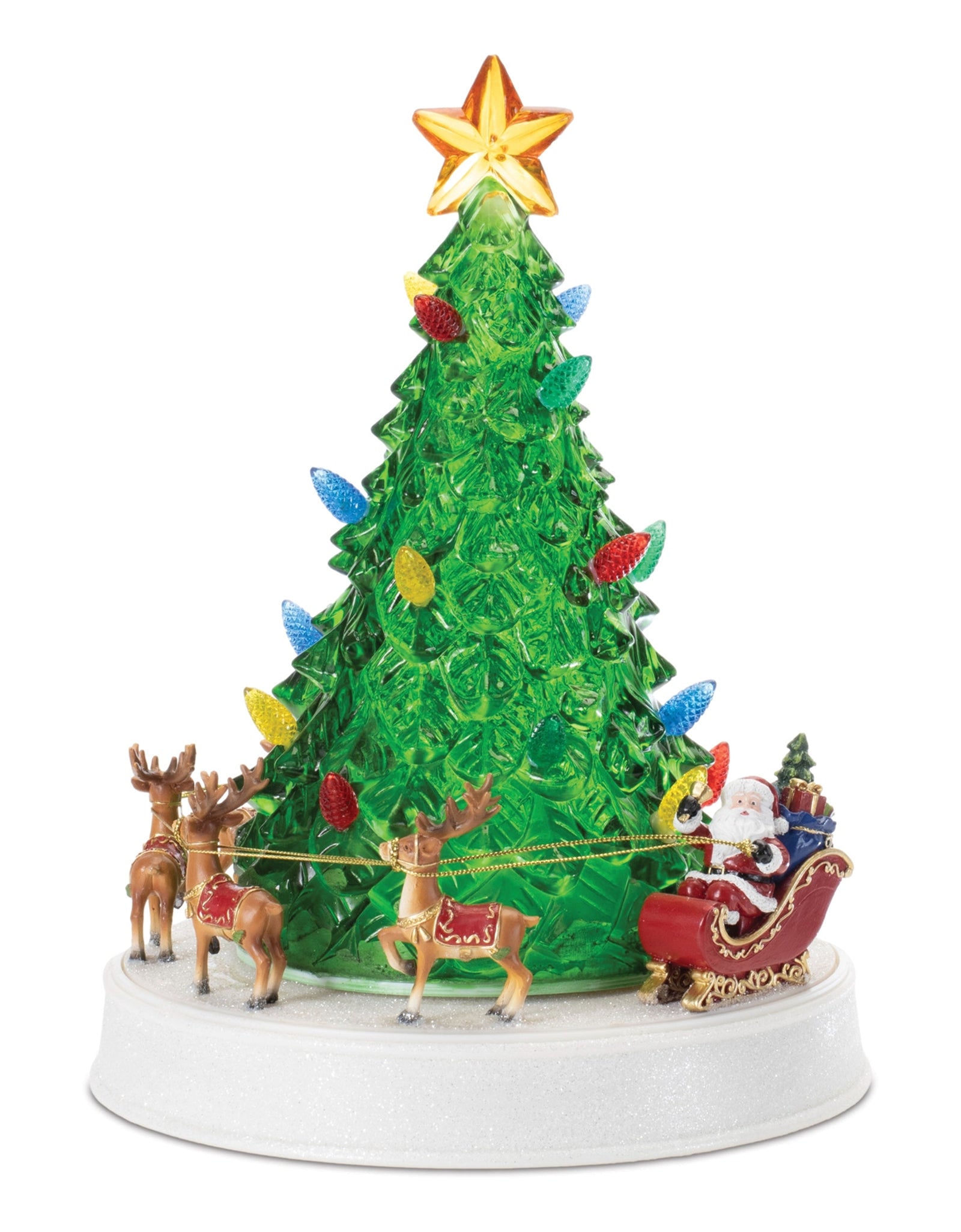 LED Rotating Musical Santa's Sleigh Christmas Tree 11"H