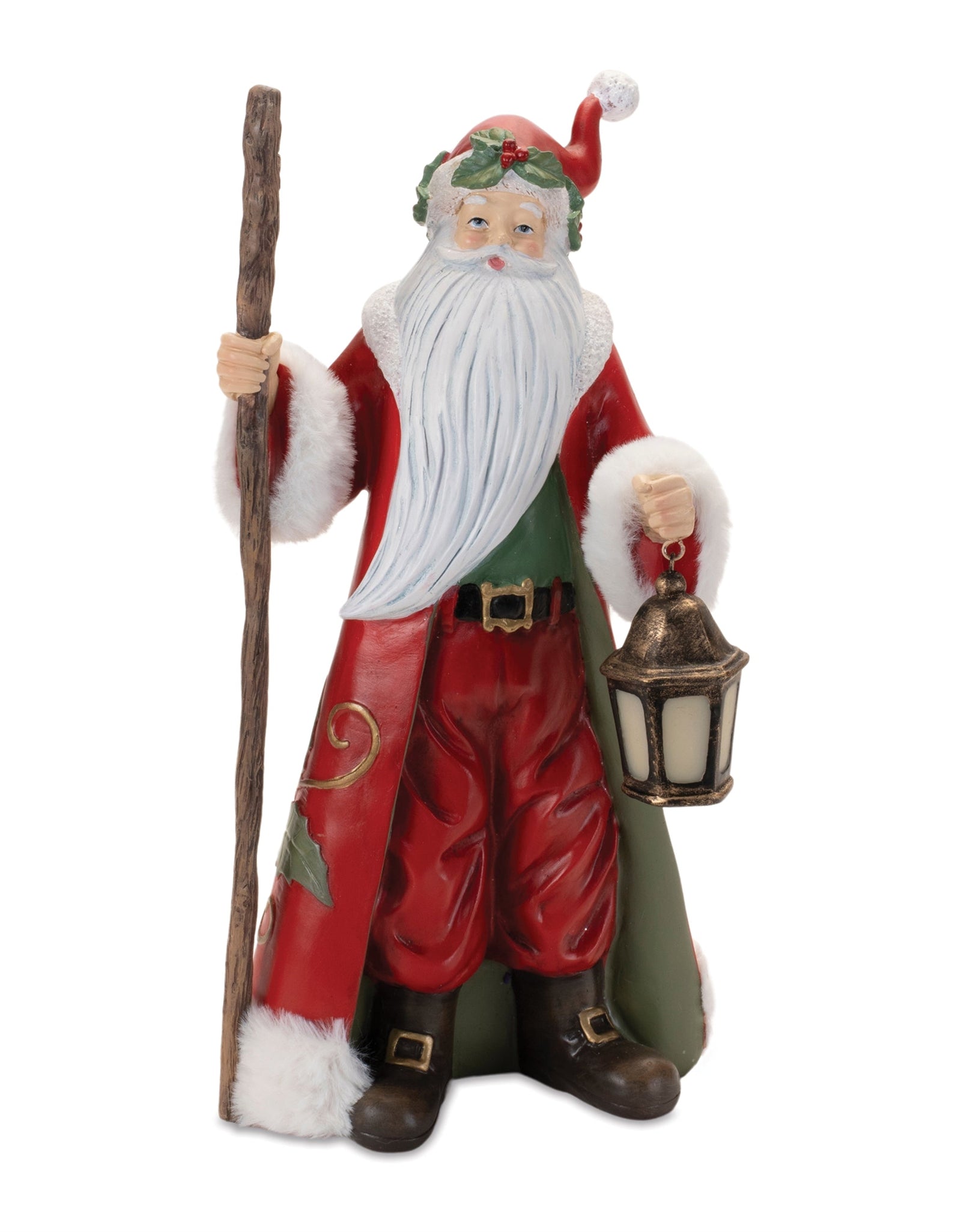 Holiday Santa with Lantern Statue 13.5"H