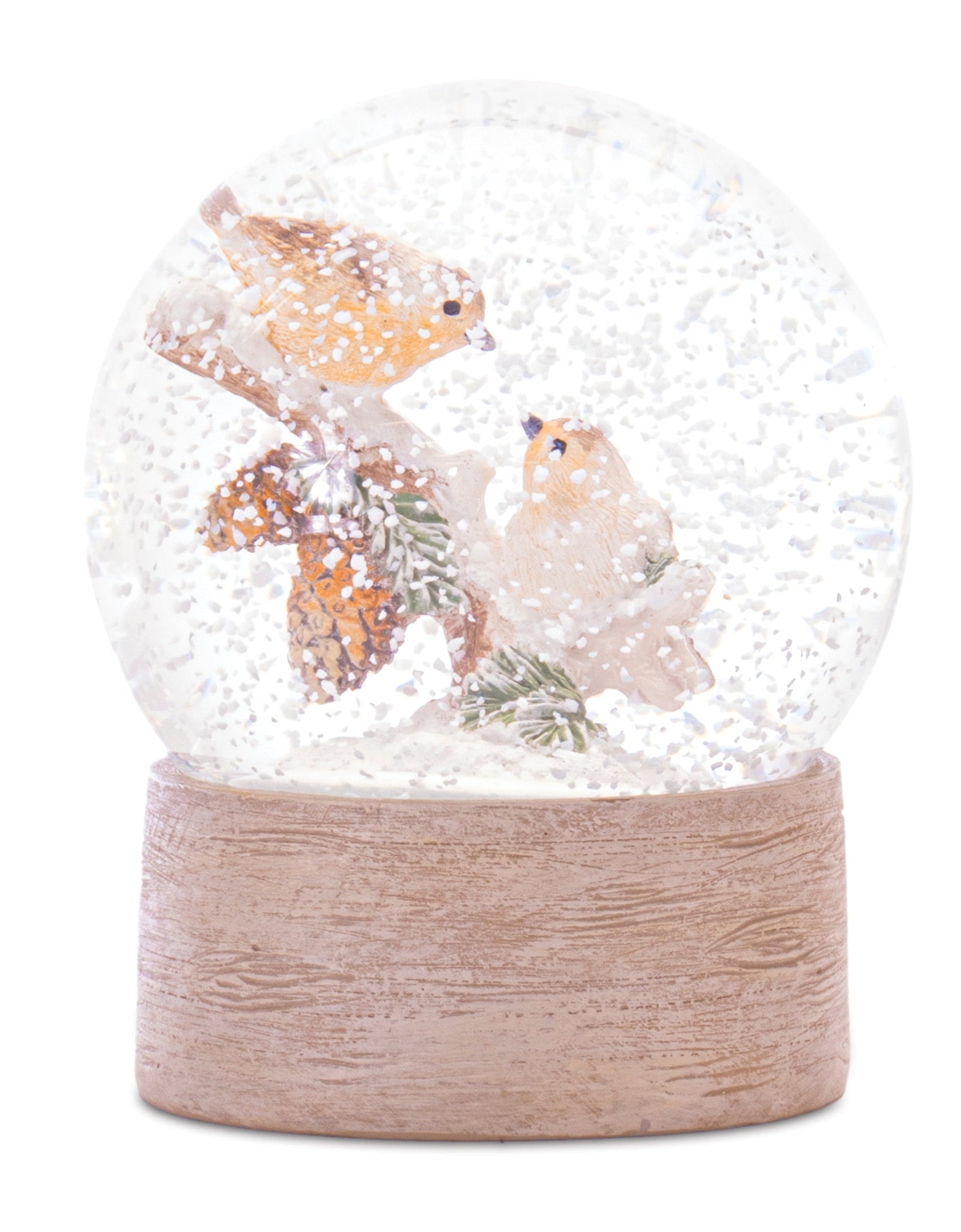 Snow Globe with Bird Branch 4.5"H