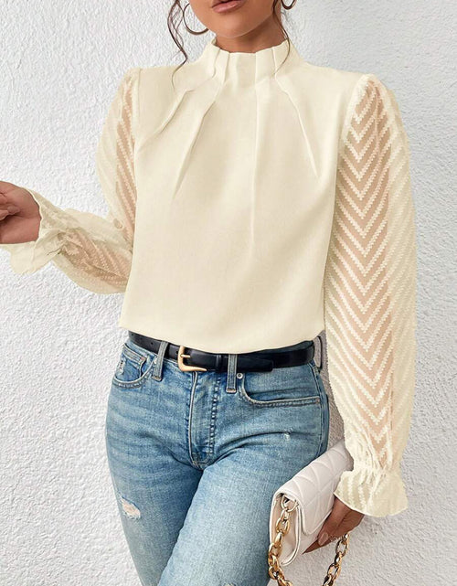 Load image into Gallery viewer, Mock Neck Flounce Sleeve Blouse
