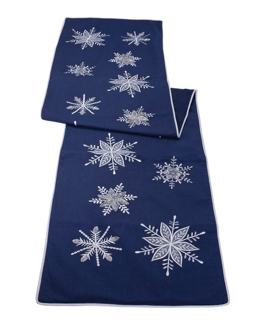 Load image into Gallery viewer, Embroidered Snowflake Table Runner 72"L
