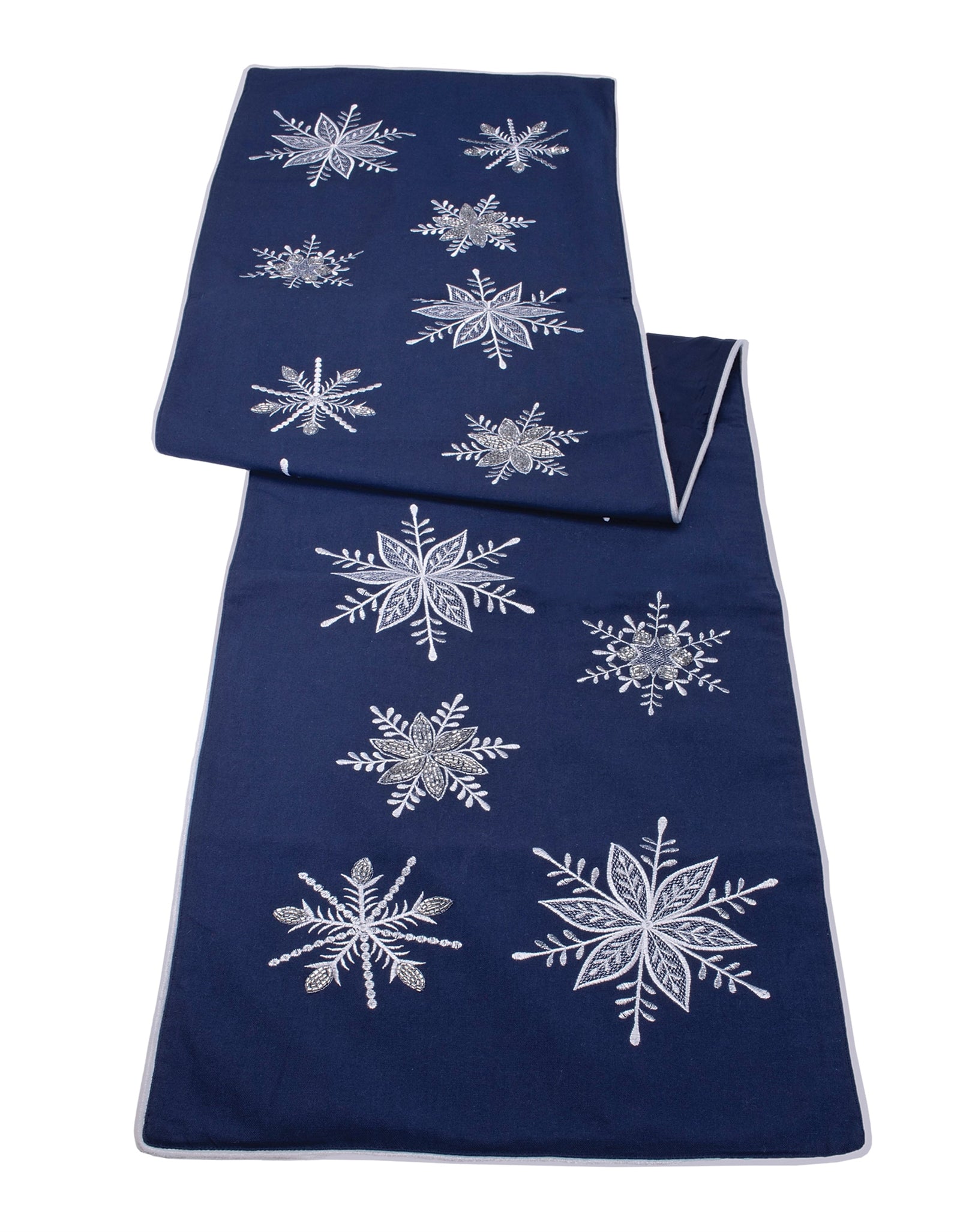Embroidered Snowflake Table Runner 72"L