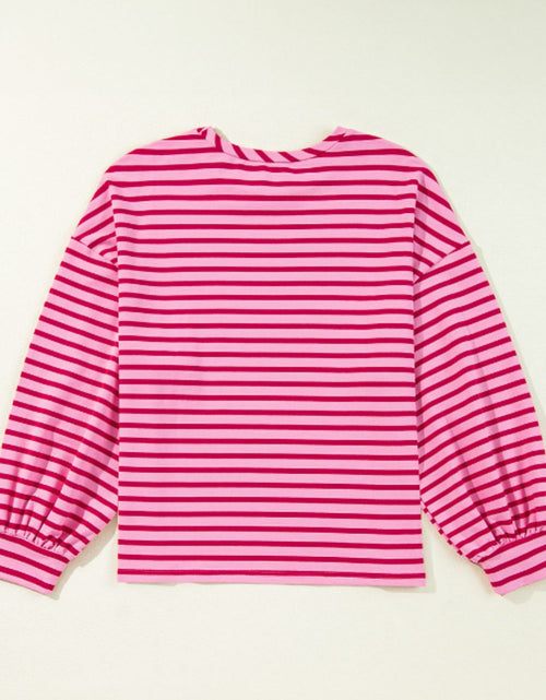 Load image into Gallery viewer, Striped Round Neck Long Sleeve Sweatshirt
