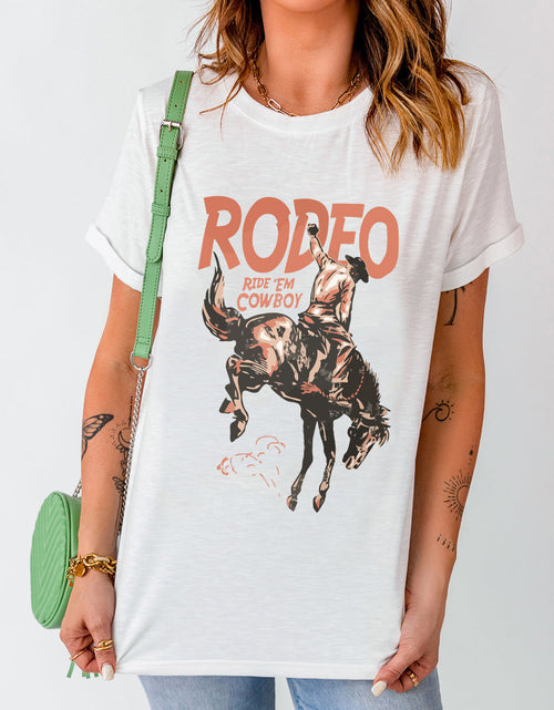 Load image into Gallery viewer, Cowboy Graphic Round Neck Short Sleeve T-Shirt

